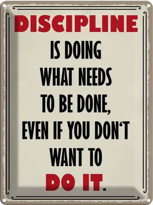 Produktbild von vianmo Blechschild 40x30 cm Discipline is doing what needs Dekoration