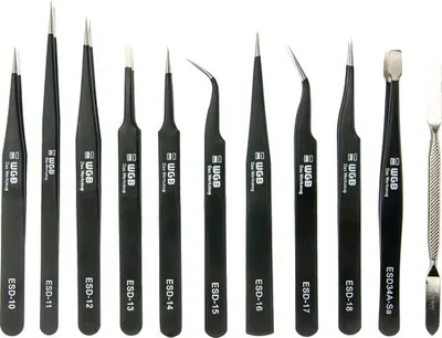 Produktbild von Pinzetten-Set WGB inkl. Rolltasche und Schutz vor elektrostatischer Entladung 10-tlg.
