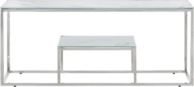 Image de vidaXL Table basse argentée Acier inoxydable et verre trempé