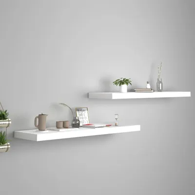 Immagine prodotto di Maison Exclusive - Scaffali sospesi, 2 pezzi, bianco, 90x23,5x3,8 cm, MDF