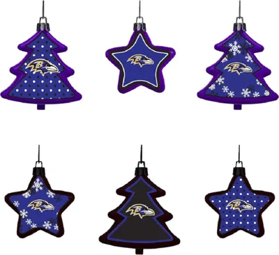 Produktbild von NFL Baltimore Ravens Baumbehang Tree Star 6-Pack Ornament Set Weihnachtsbaum