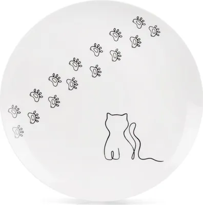 Produktbild von Orion | Dessertteller - 20,5 cm - aus Porzellan - Weiß - Motiv mit Katze - Rund - Spülmaschinenfest