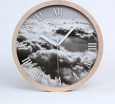 Produktbild von Holzuhr 30fi cm wanduhr - weiße Spitzen - Luft Wolken