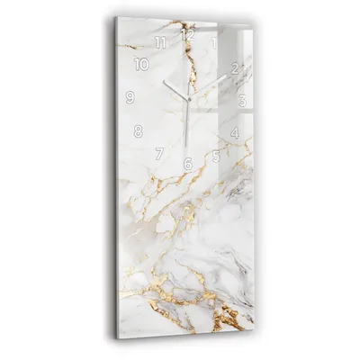 Produktbild von Wallfluent Wanduhr – Stilles Quarzuhrwerk - Uhr Dekoration Wohnzimmer Schlafzimmer Küche - Zifferblatt - weiße Zeiger - 30x60 cm - Dekorativer Marmor