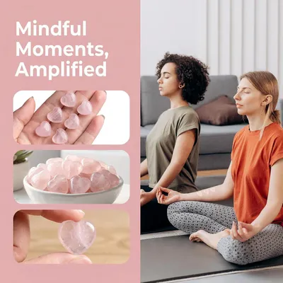 Produktbild von 40 Rosenquarz-Herzsteine aus natürlichen Kristallen und Edelsteinen als Glücksbringer für Kristalltherapie, Meditation, Dekoration und Energieausgleich