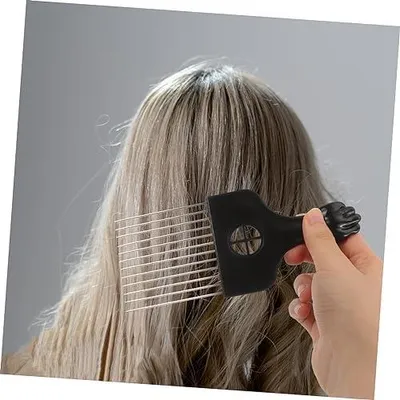 Produktbild von 4-teiliges Afro-Kamm-Set mit Stahlnadeln aus braunem Kunststoff für lockiges Haar, Perücken und Frisuren