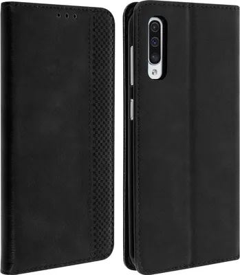 Image de Housse rétro vintage & fonction stand pour Samsung Galaxy A50 - Noir