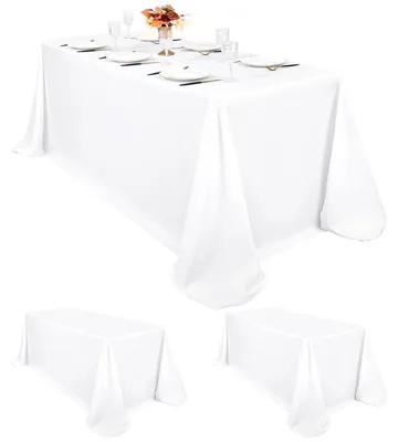 Immagine prodotto di Tovaglia rettangolare, bianca, set da 2, dimensioni 229 x 335 cm, in poliestere, lavabile, idrorepellente