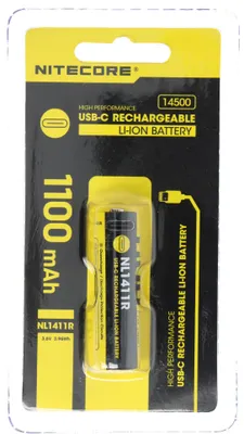 Zdjęcie produktu dla Bateria litowo-jonowa 14500, typ NL1411R, 3,6 V 1100 mAh, z portem ładowania USB-C, 50,3 x 14,5 mm
