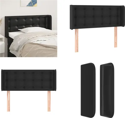 Produktbild von vidaXL Kopfteil mit Ohren Schwarz 93x16x78/88 cm Kunstleder - Kopfteil - Kopfteile - Bett-Kopfteil - Bettkopfteil
