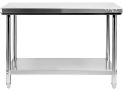 Zdjęcie produktu dla Stół centralny z półką 120 x 70 x 85 cm, stal nierdzewna