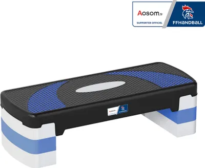 Image de HOMCOM Stepper Fitness Aerobic - Aosom.fr x FFHandball - hauteur réglable 10/15/20 cm surface antiderapante 80 x 31 x 20 cm noir bleu
