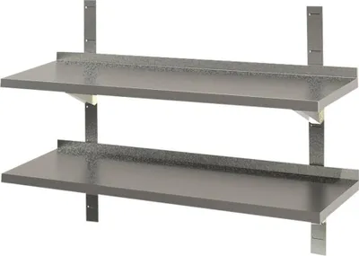 Produktbild von KBS Wandbord 2 Böden mit Aufkantung 2000x300x40 mm  Edelstahl mit Handschutzfalz
