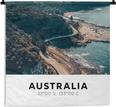 Produktbild von MuchoWow® Wandteppich Wandbehang Australien - Meer - Straßen 120x120 cm Tapisserie Dekoration Wandtuch - Modern - Baumwollgewebe