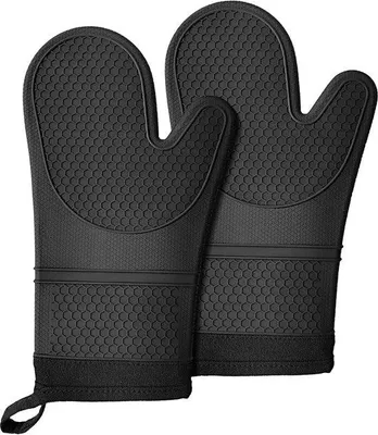 Produktbild von Lange, hittebestendige, antislip ovenhandschuhe aus Silikon, 27,5 cm, schwarz