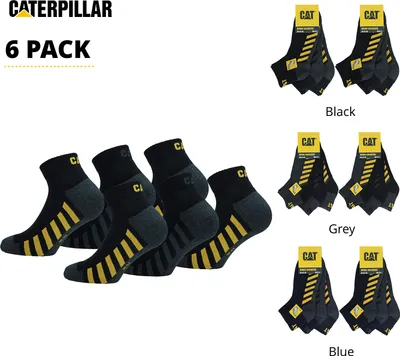 Produktbild von Caterpillar 6 Paar Socken / Arbeitssocken / Arbeitssneaker Frottee-Einlegesohle Baumwolle Schwarz 3942