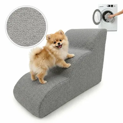 Produktbild von Muralo Treppe für Hund und Katze Rampe HUNDETREPPE Treppe in Wolkenform für Haustiere 30x40x60cm 3 Stufen Grau