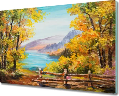 Produktbild von Coloray Schneidebrett Herdabdeckplatte 80x52 cm Kochplattenabdeckung Hackbrett Küchenbrett - Wald Meer Landschaft