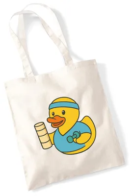 Produktbild von Huuraa Jutebeutel Quietscheente Physiotherapie Comic Gummiente 10 Liter Natural Baumwolle Tasche Geschenkidee
