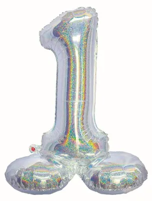 Produktbild von Folienballon Zahl 1 silber holografisch stehend 72 cm