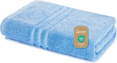 Produktbild von Lavea® Badetuch 100 x 150 cm Baumwolle, saugstarkes Duschtuch groß, Frottier Elena, Duschhandtuch, weich, waschbar 60 °C, trocknergeeignet, Delphinblau
