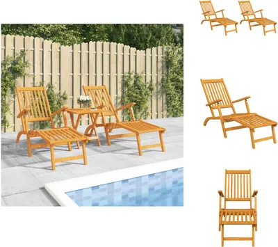 Image de vidaXL Chaises longues de jardin avec pied 2 pcs. Acacia massif - Bains de soleil