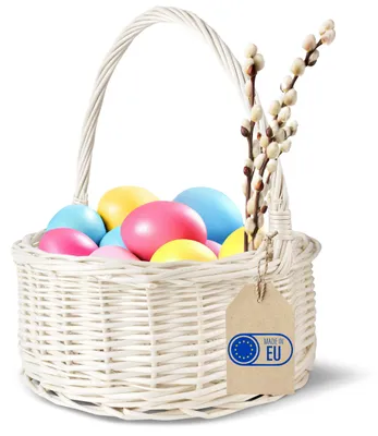 Productafbeelding van Creative Home Paasmandje ovaal rieten mandje met handvat tuin, 30x30x32 cm