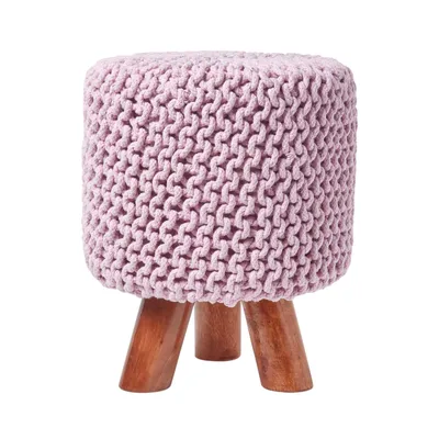 Obrázek produktu pro HOMESCAPES Pletená podnožka, 42 cm vysoká, růžová