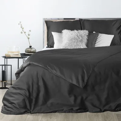 Produktbild von Eurofirany Bettwäschegarnitur Bettwäsche NOVA3 schwarz 180x200 cm 3 TLG SET: mit 2 Kissenbezüge 70x80 cm