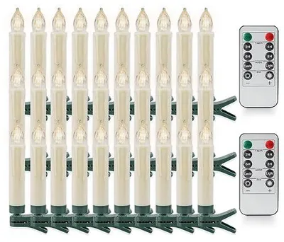 Zdjęcie produktu dla Świeczki LED na choinkę z klipsem zestaw 30 szt pilot timer