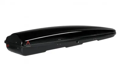 A black roof box on a white background.
