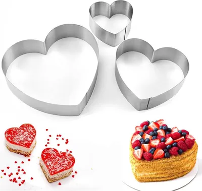 Produktbild von Herzform-Set 3-teilig 10/15/20 cm Edelstahl für Tortendekoration
