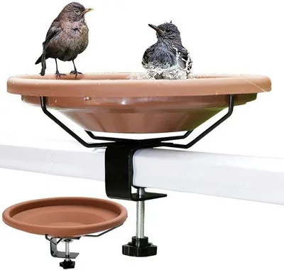 Produktbild von Balkonvogelbad mit Standard- Ausstattung, für Balkonleuningen, mit einstellbarer Fußplatte für den Garten