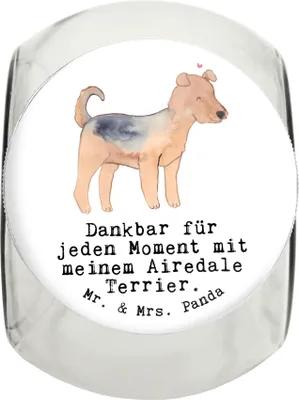 Produktbild von Mr. & Mrs. Panda Dose Airedale Terrier Moment XL 2000ml - Weiß - Geschenk, schraubglas, Vorratsbehälter, Keksdose, Dekoglas, Bonbonglas