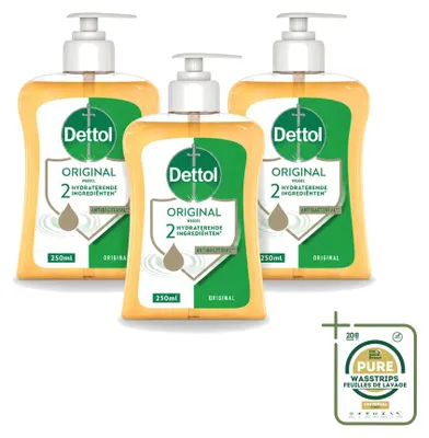 Obrázek produktu pro 3 kusy antibakteriálního mýdla na ruce Dettol Original – 250 ml – balení