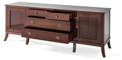 Image de Élégant buffet en bois haut de gamme avec tiroirs et portes
