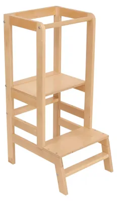 Produktbild von Shefa Kids Lernturm aus Massivholz – Mitwachsender Lernstuhl aus Birke Natur, höhenverstellbar