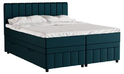 Produktbild von Boxspringbett Doppelbett 160x200, Dunkeltürkis, AVALON, mit Bettkästen, mit Matratze, mit Topper, Panda Möbel