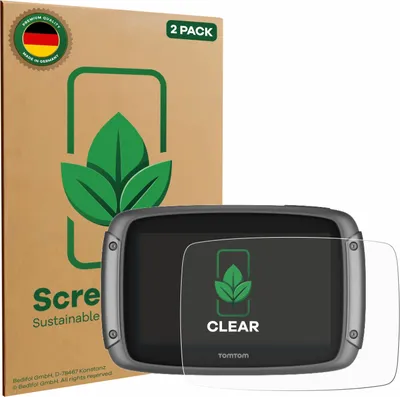 Produktbild von 2x ScreenLeaf Schutzfolie für TomTom Rider 50 nachhaltiger Displayschutz Display Schutz Folie Klar Transparent