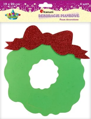 Productafbeelding van Schuimrubberen krans met strik, 19x20 cm, groen, 4 stuks.