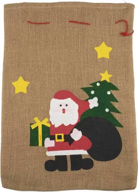 Immagine prodotto di Sacco di iuta di Babbo Natale Sacco di Natale beige 50x35cm - taglia unica