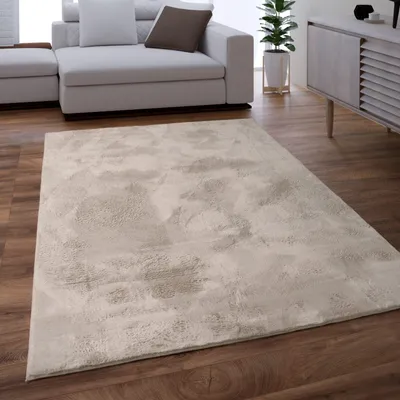 Produktbild von Teppich Kurzflor waschbar Einfarbig Wohnzimmer schmutzabweisend Beige Rechteckig 100x200 | 100% Polyester | Florhöhe: 10 mm