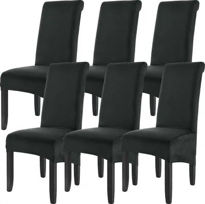 Obrázek produktu pro Jídelna Stretch židle kryty XL Elastické vysoké zadní židle kryty pro banket restaurace Decoratio（6 kusů, černá）