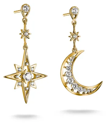 Produktbild von THOMAS SABO Ohrringe Mond und Stern mit weißem Zirkonia Premium Legierung 18k Ve