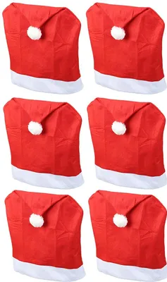 Produktbild von Novaliv Weihnachten Stuhlhussen 6er Set I Rot I Nikolausmütze I Stuhlbezüge Esszimmer Weihnachtsdeko Weihnachtsmütze Sesselüberzug Husse für Schwingstuhl