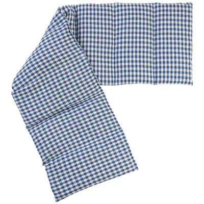 Produktbild von Traubenkernkissen 75x20cm groß 8-Kammer, blau-weiß - Wärme-Körner-Kissen für Mikrowelle oder Backofen, Traubenkern
