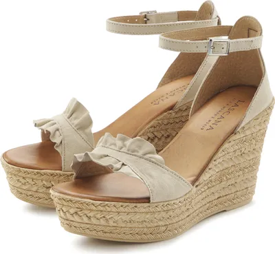 Produktbild von LASCANA Sandalette Sommerschuh, offener Schuh, Sandale, Keilsandalette, beige Größe 40