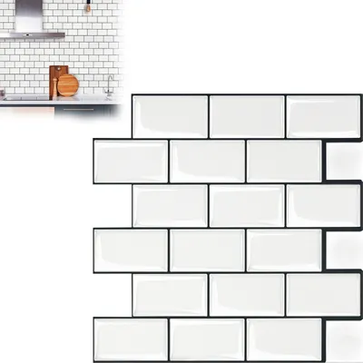 Produktbild von UISEBRT 10 tlg 3D Fliesenaufkleber Selbstklebende Wandaufkleber 30 * 30cm Weiß Fliesenfolie Küche  Fliesensticker Klebefliesen für Küche und Bad