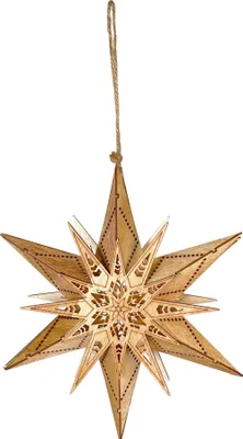 Produktbild von 3D Holzstern mit LED zum Hängen | Natur | 20×18×3,5 cm | 76146