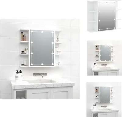 Produktbild von vidaXL Spiegelschrank mit LED Weiß 70x16,5x60 cm -  Badezimmerwaschtische